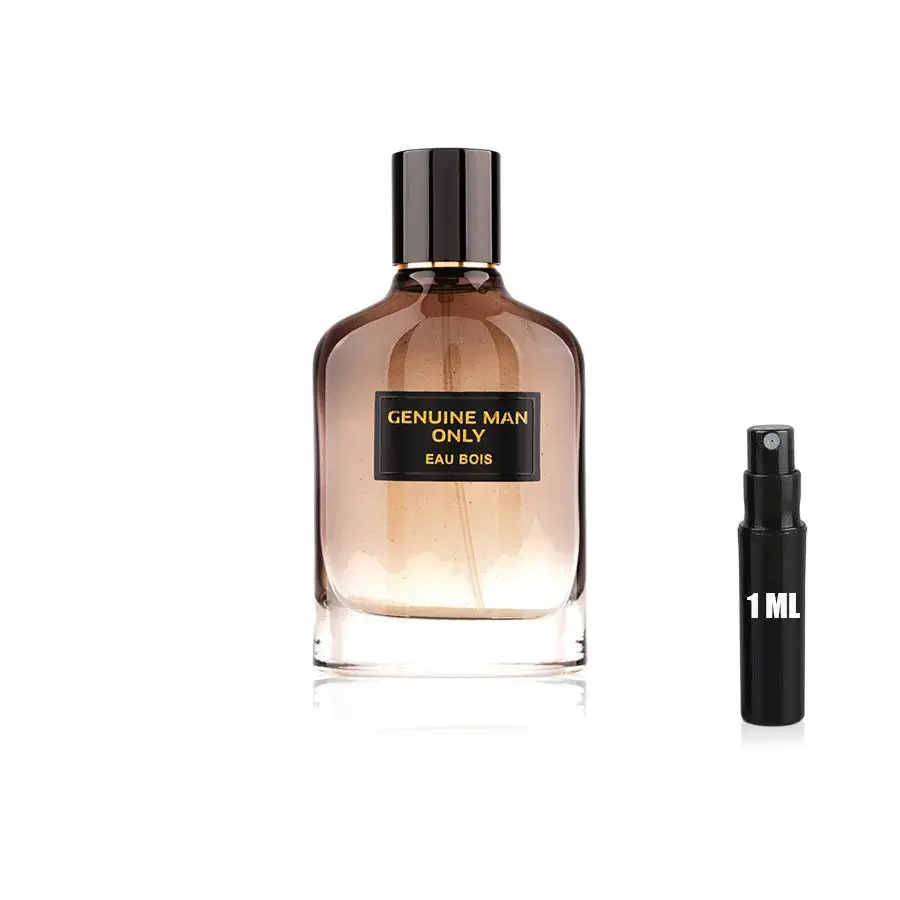 Genuine Man Only Eau Bois - Fragrance World - Sample - Image 2